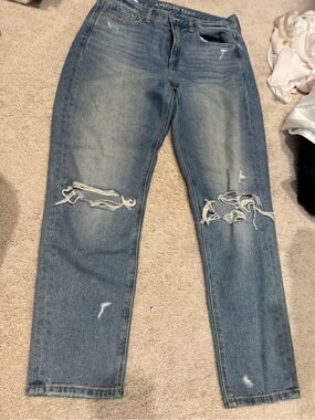 American Eagle Outfitters Distressed Light Blue Straight Leg Jeans